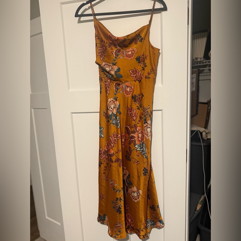 Petal & Pup One Shoulder Mustard Floral Dress